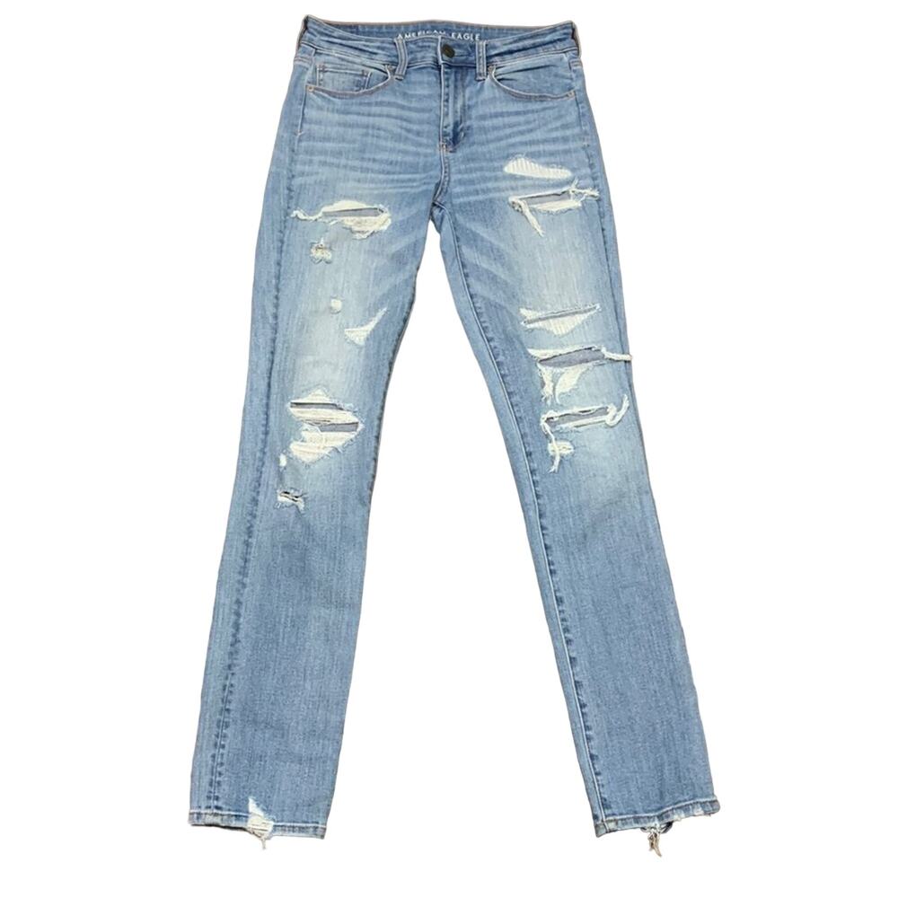 American Eagle Super Stretch Hi-Rise Skinny Distressed/Ripped Jeans